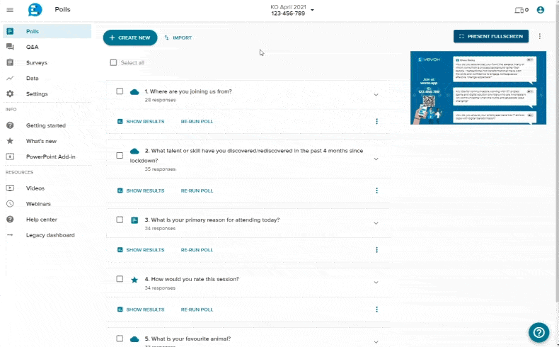 Importing a poll from ready to use polls 1